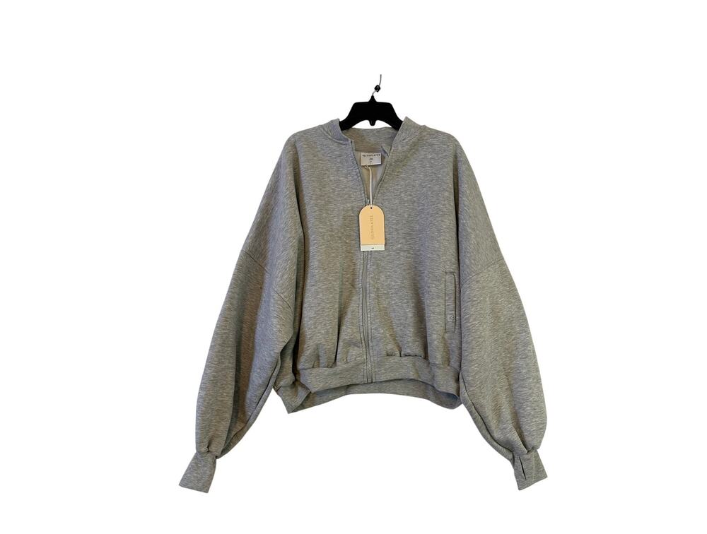 NWT Blogilates Marshmallow Bomber Jacket 2X Gray Zip Womens